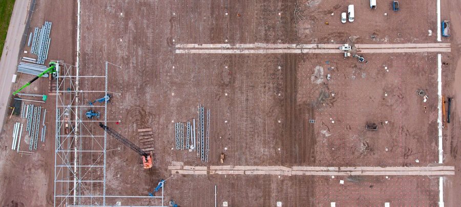 Vista aérea de obra de construcción nueva
